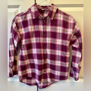 GAP Kids Pink Plaid Flannel Shirt, size M.
